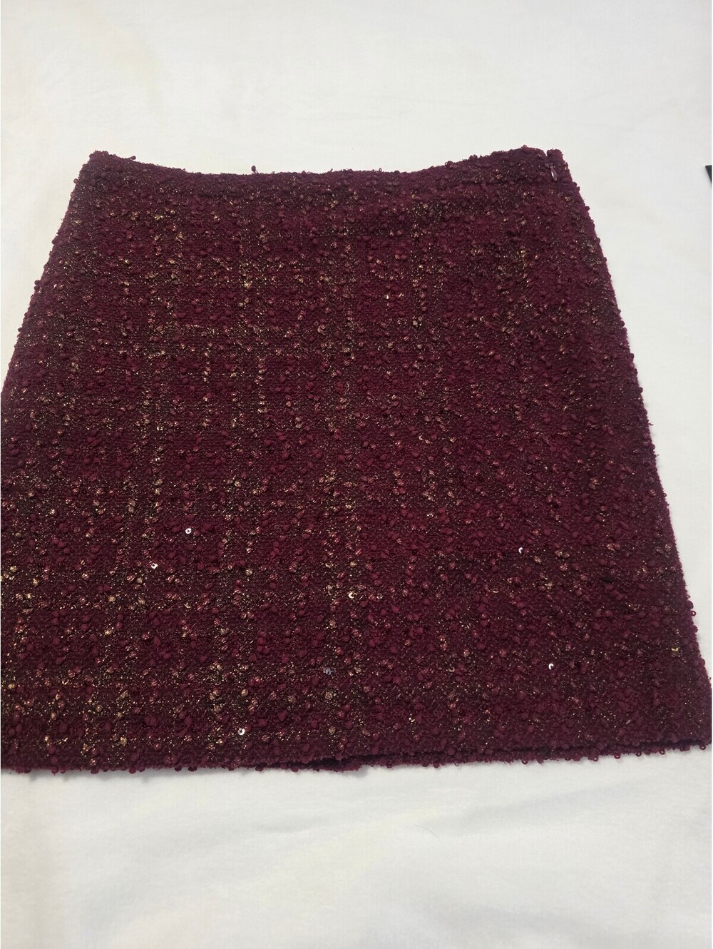 Burgundy Sparkle Tweed Mini Skirt